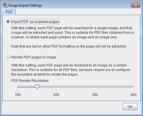 Image import settings
